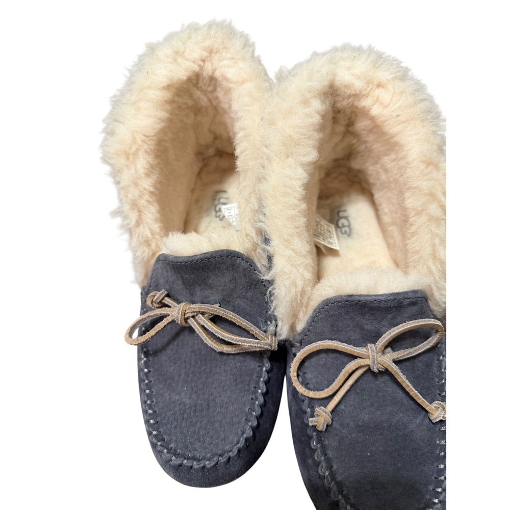 UGG Australia Women's Elana Slipper Sheepskin Lined Moccasin Dark Gray Size 7